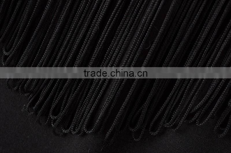 clothing manufacturer printed image black tassel round collar t shirt for girls