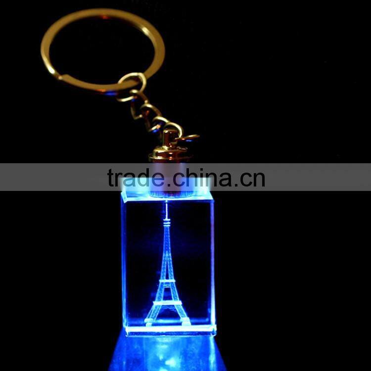 custom cheap clear crystal glass emoji led reflective keychain