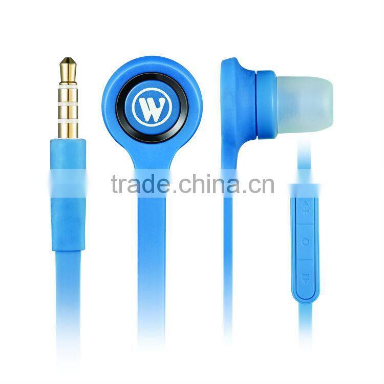 Hot sale flat cable in-ear earphone With Volume Remote