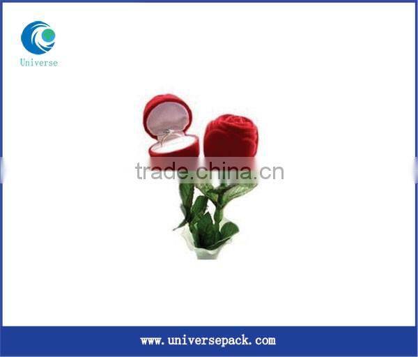 Jewelry Boxes Red Rose Flower Design Flocking Box Made For Hot Sale