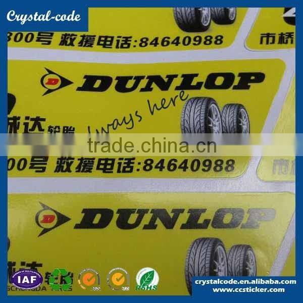 Various materials custom tyre stickers labels