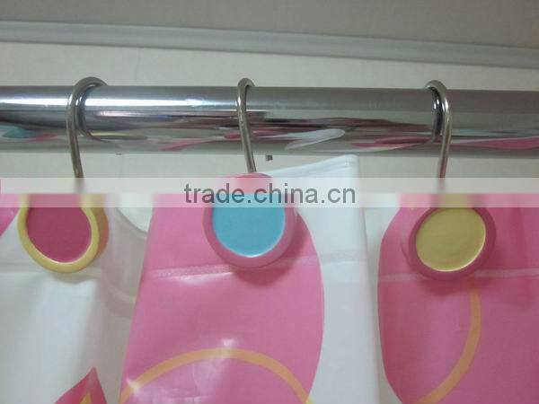 Shower curtain resin round style hooks