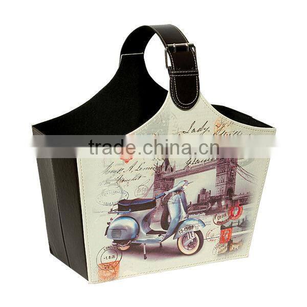 Famous Bulding Print PU Leather Gift Basket