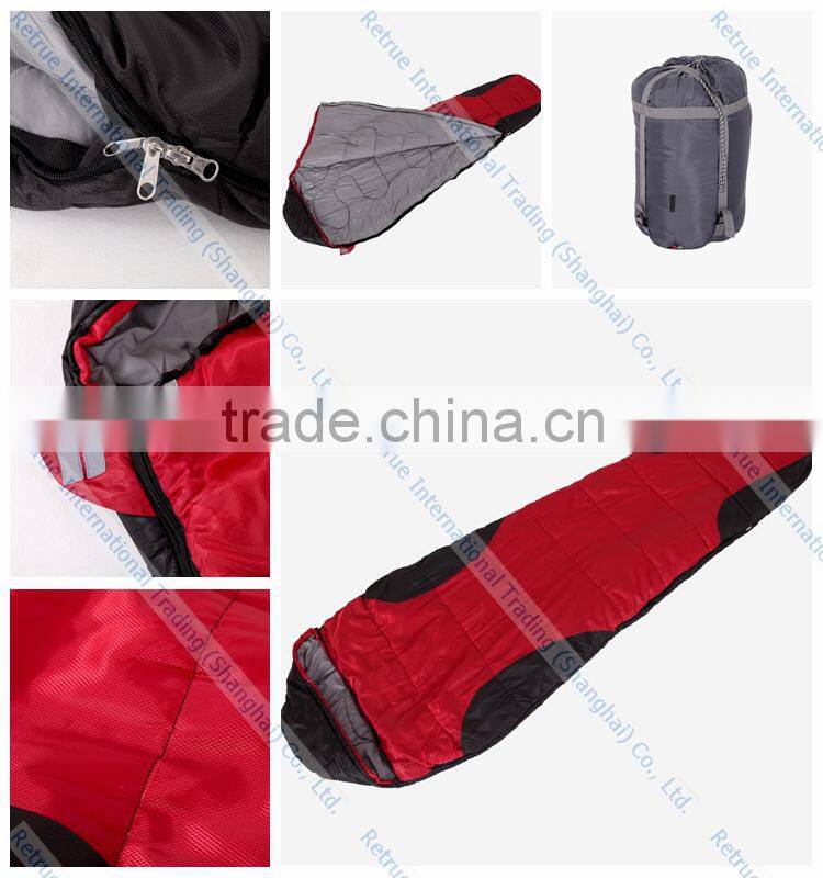 4 Season Light Weight Hiking Red Polyester Mummy Sleeping Bag