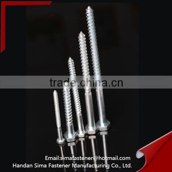 Zinc palted DIN571 hexagon head wood screw coach screw