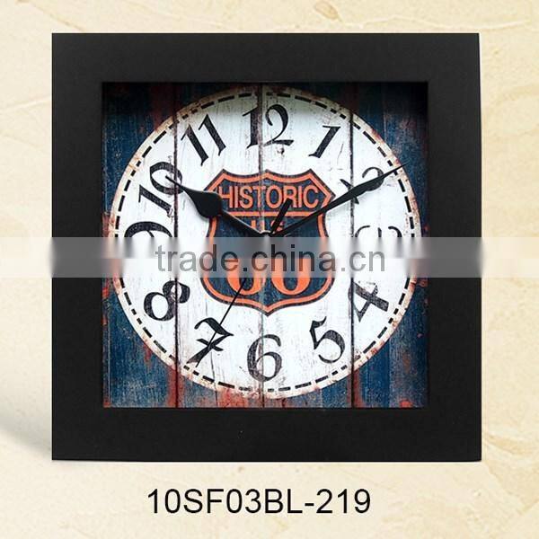 2016 MDF design square wood wall clock (10SF03BL-217)