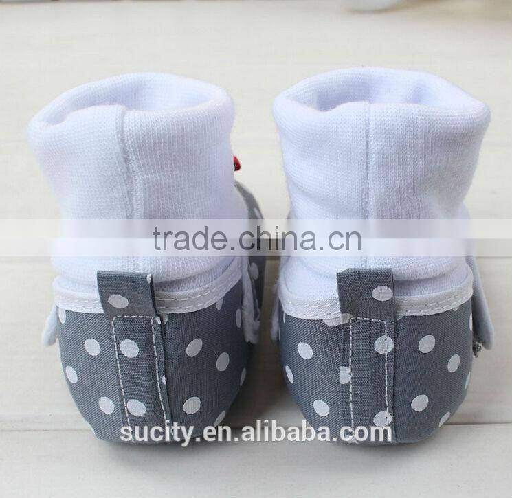 soft sole red flower fabric baby sock shoes