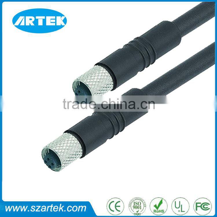 90 degree 4pin female m5 molded waterproof connector cable