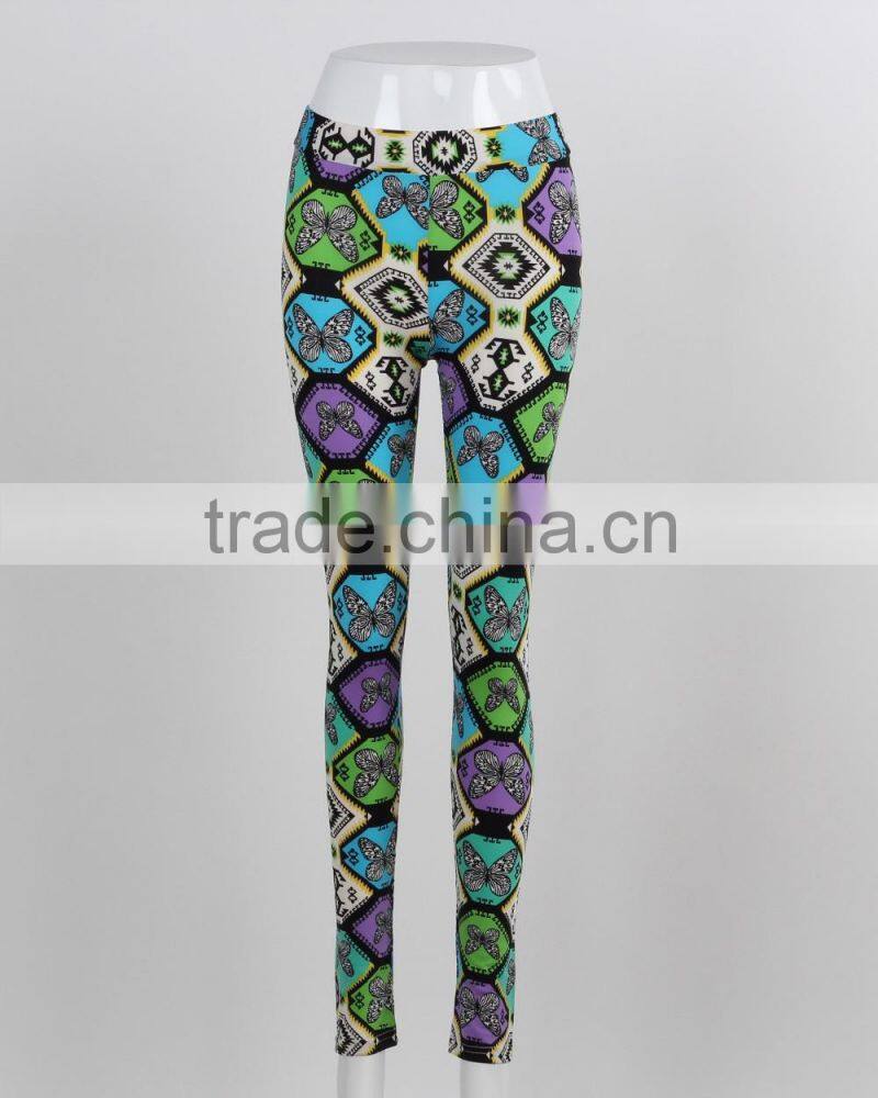 F5S31095 Ladies Geometric Leggings In Charcoal