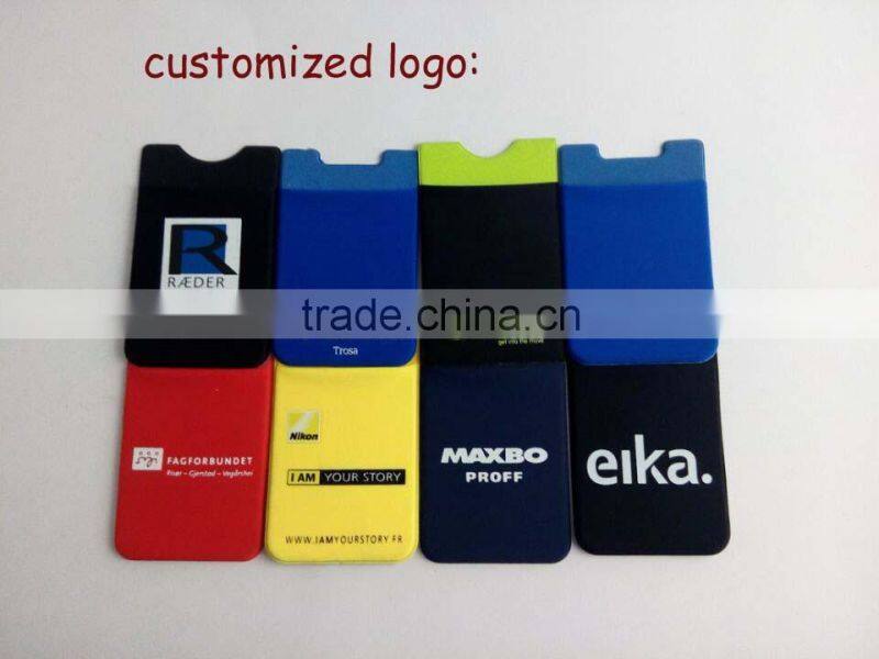 direct factory promotional customized cell phone sticker card holder with strap