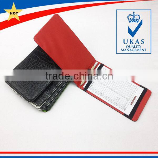 Customized Folding Leather Golf Score Card Holder With Pencil