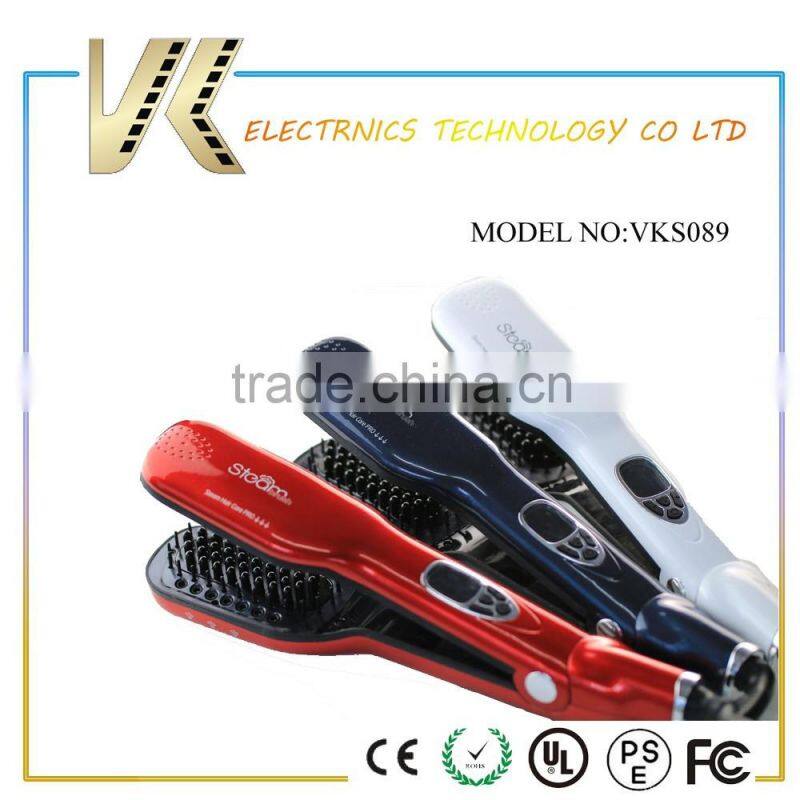 2016 Best Gift New Developed LCD Display Electric Steam Hair Straightener Brush Steam Hair Straightener