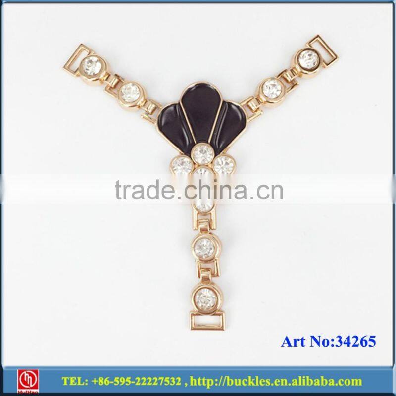 metal shoe buckle trimming with rhinestone for sandal chain