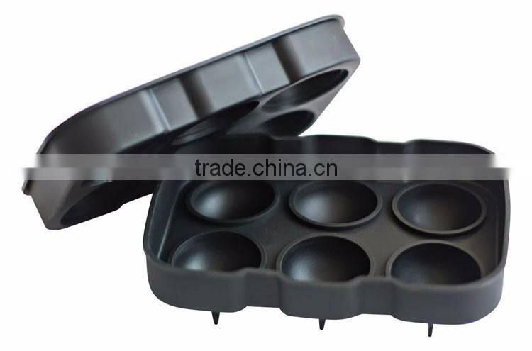 6 Holes Silicone Ice Ball Mold Silicone Ice Tray Ball Shape With Lid