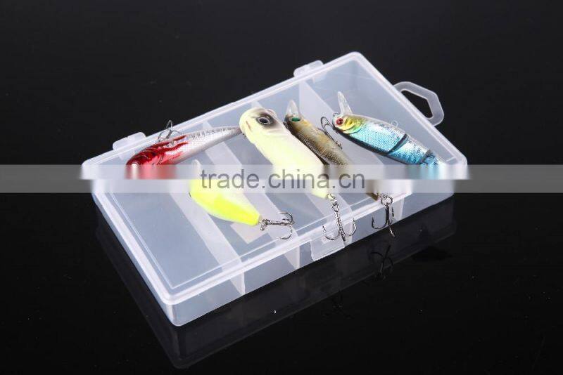 5pcs Fishing Hard Baits Lures Minnow Popper Crank Popper Carbon Steel Hook with Box
