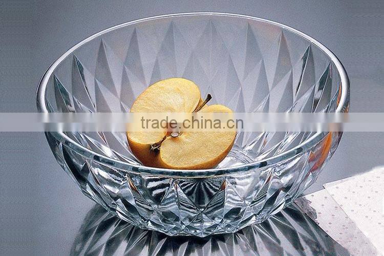 glass soup food bowl with diamond embossed