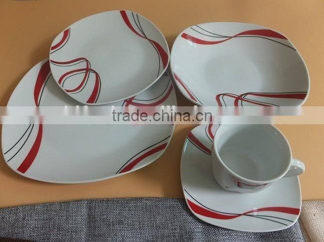 Ceramic Porcelain Type dinner sets with simple design for Hotel fine porcelain dinnerware item square crockery dinner sets