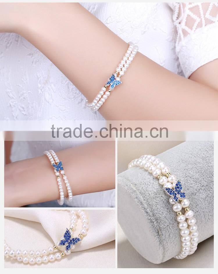 2016 fashion design freshwater pearl Double freshwater pearl bracelets