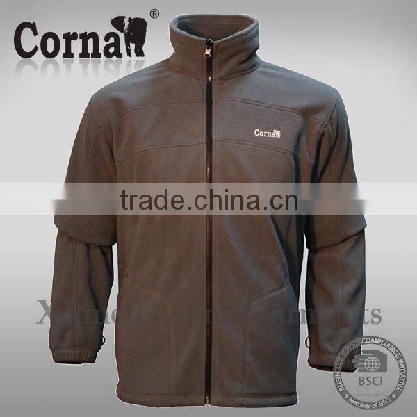 Men stylish zip up polar fleece sweatshirt winter windproof men hooded fleece jacket