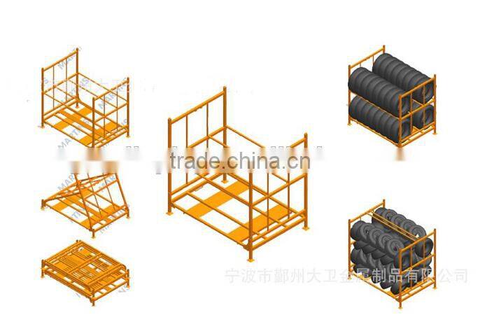 Stackable Folded Metal Floor Display Tyre Stand/double layer