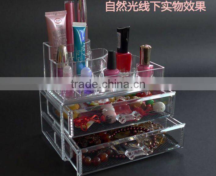 Clear Acrylic 2-Drawer Makeup Case Cosmetic Organizer box