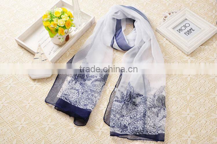 Spring Summer New Women's Georgette Chiffon Flower Printed Scarf Wraps Shawl Stole Soft