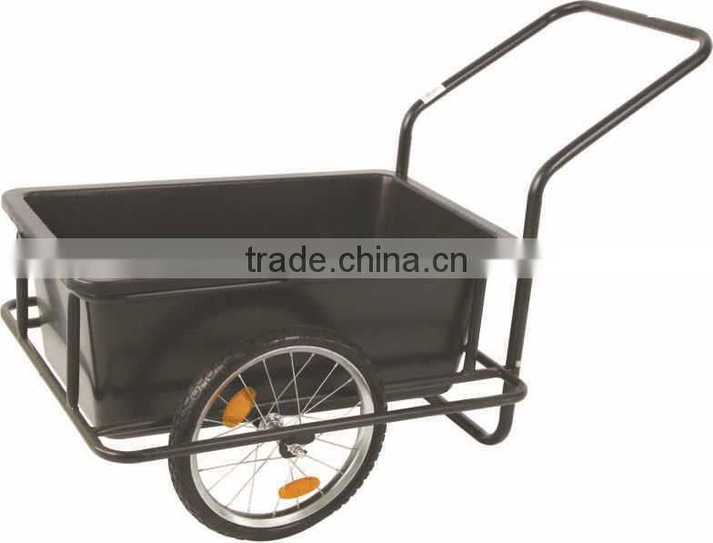 Durable plastic bicycle trailer,semi-trailer,hand trolley with plastic bucket/tool cart