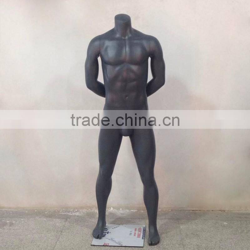 Matte Grey Fiberglass Sport Headless Male Mannequin for sale