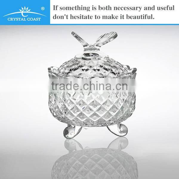 new crystal butterfly glass candle stand with lid