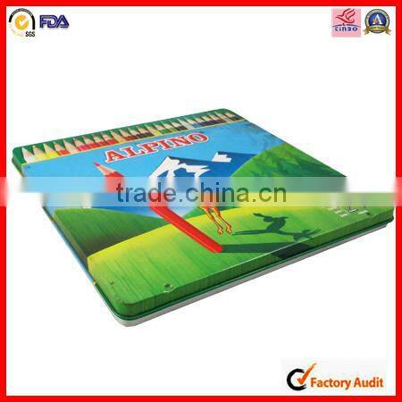 manufacture rectangular metal colouring pencil box