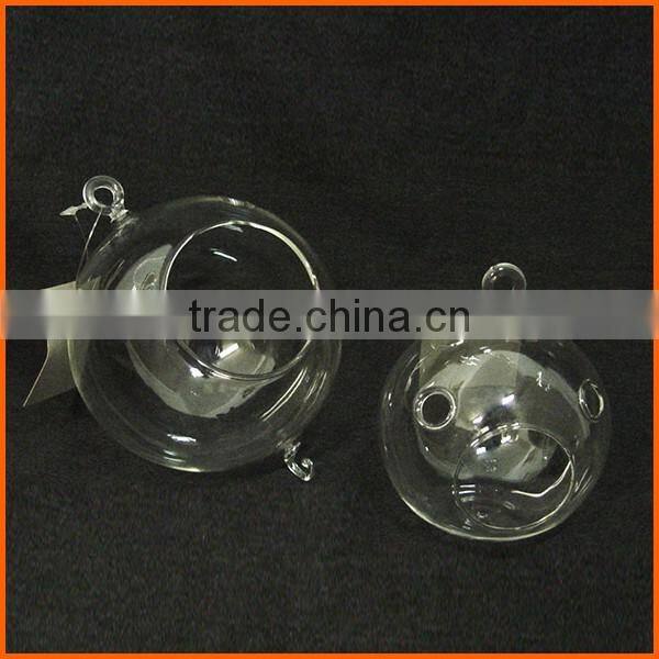 Hot selling clear hanging glass candle holder