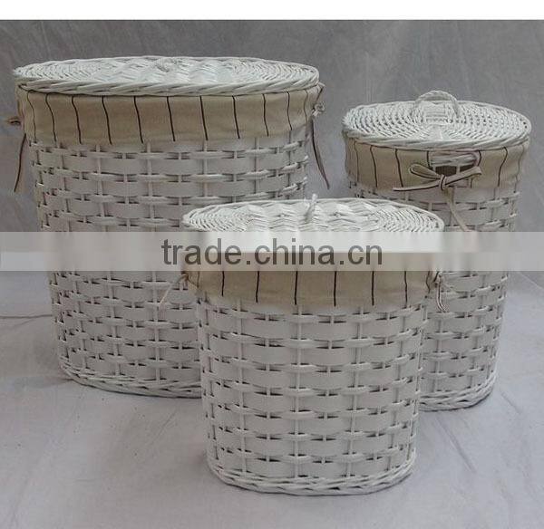 wholesale cheap willow trash can baskets with with handle