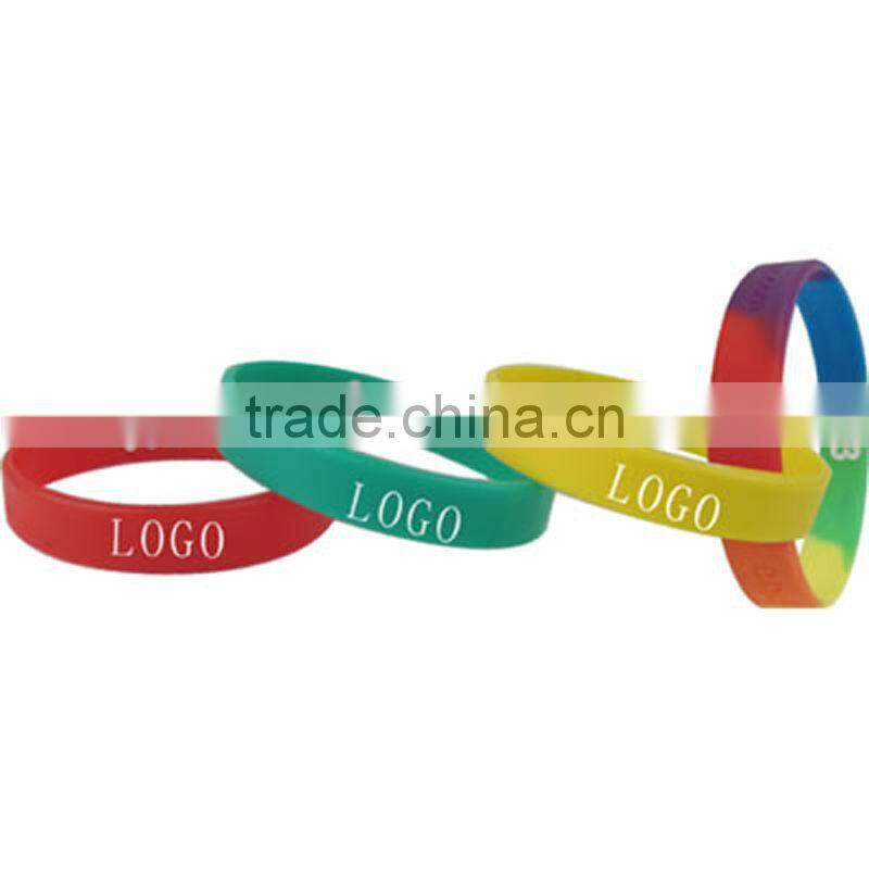Colorful Different Custom ink color Silicon rubber bracelets
