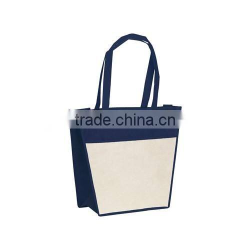 Eco friendly fabric tote shopping bag with big frontal pocket