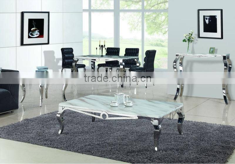 foshan craft stainless steel marble top coffee table B2132-3