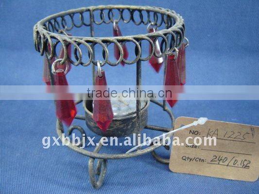 Pearl black wire rectangle decorative taper candle holder