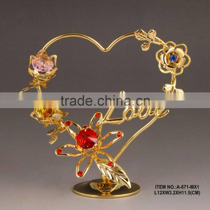 Beautiful 24K gold plated Heart Figurine with Swarovski Elements