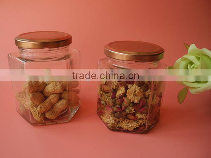 ecofriendly feature squat hexagon glass ketchup jar