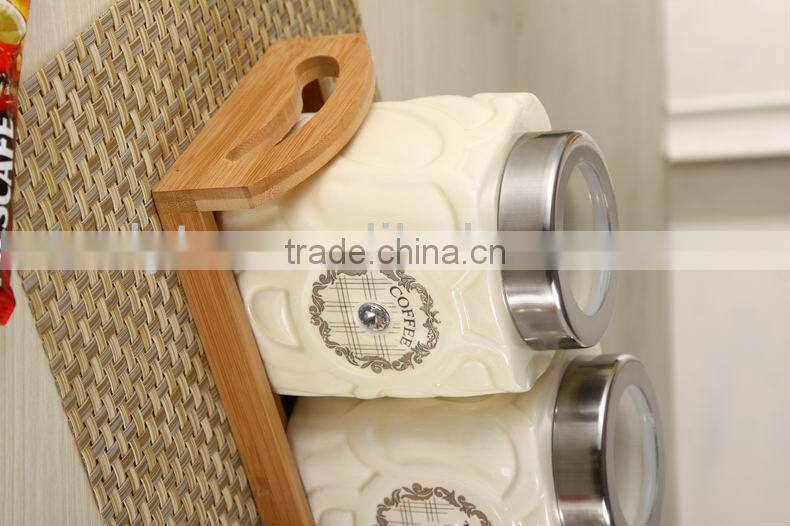 canister set with stainless & window lid