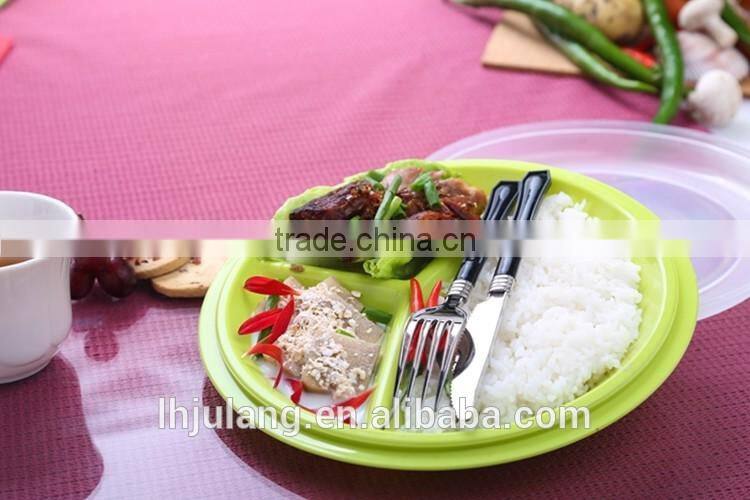 Healthy Portion Control Plates, On The Go, BPA-Free, 3-Section Diet Plates with Vented Lids