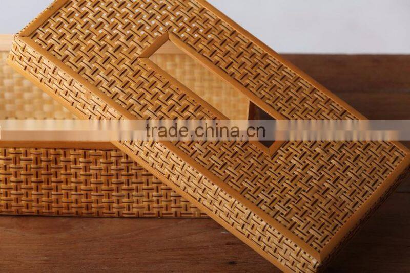 Wicker bamboo tissue box / best selling table decorartion