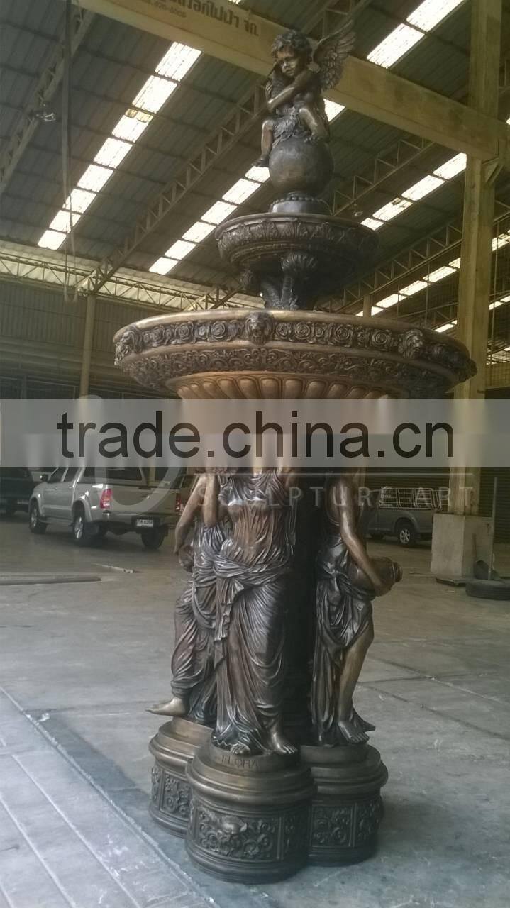 outdoor decoration copper garden water fountains bronze lady fountain
