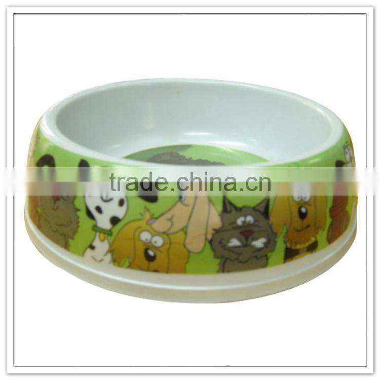 Full of animals Printed round melanina pet bowl, resuable melamine travel dog bowl