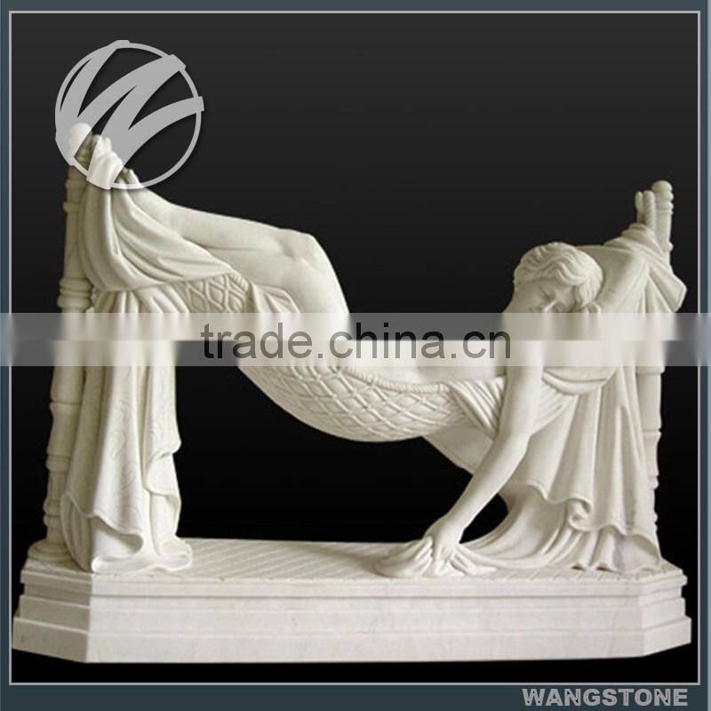 Hand Carved Girl Head Bust Stone Statue