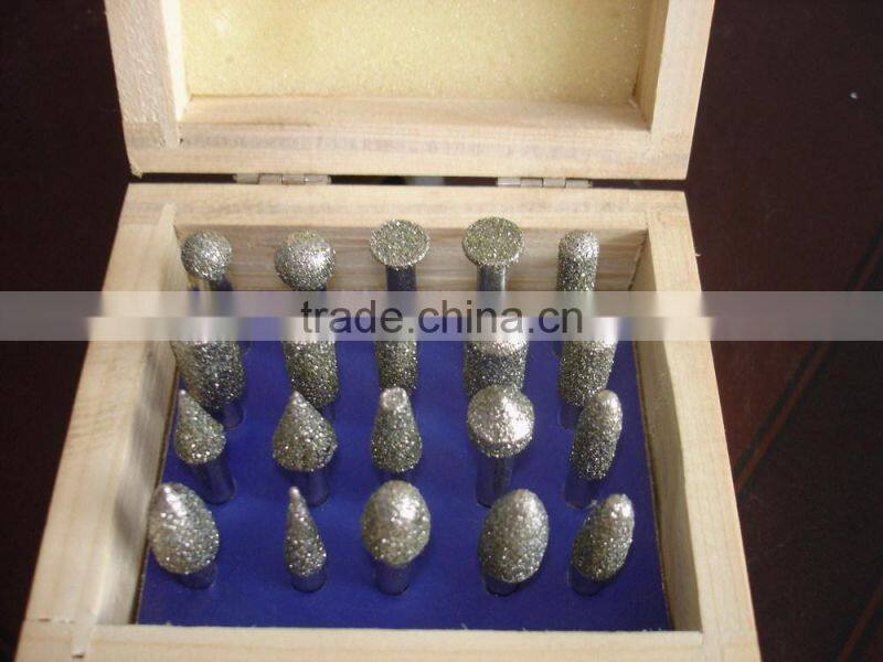 Electroplated diamond carving burrs for engraving on marble