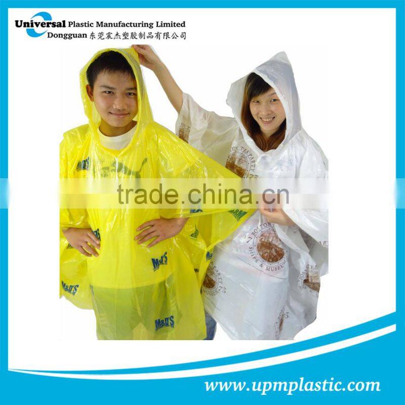 one way use water proof eco-friendly disposable LDPE raincoat