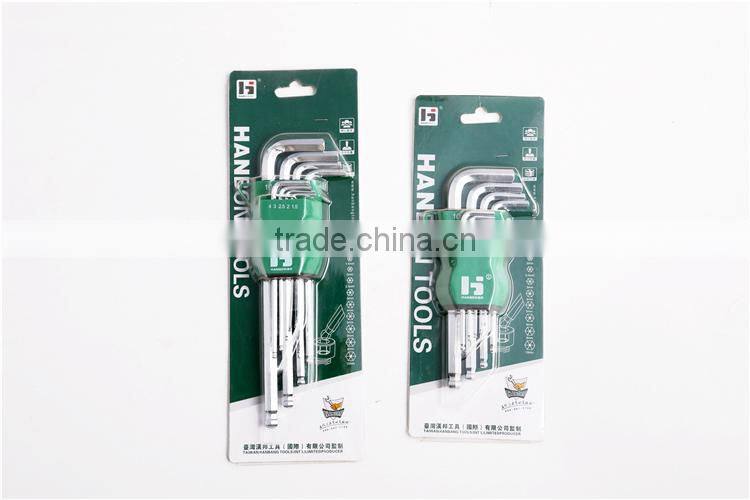 High Quality 9Pcs L Type Hex Key Set with Ball Head
