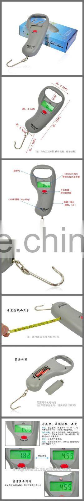 2016 new arrival hot sale New 45kg/10g Portable Digital Crane Hook Hanging Luggage Scale W/One-Meter Tape