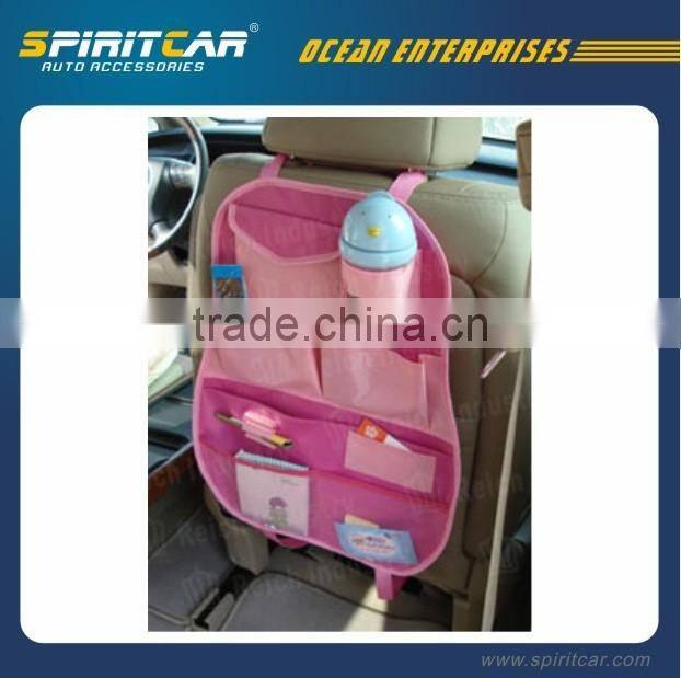 Orange 420D Oxford Material Back Seat Car Organizer with Multi-function