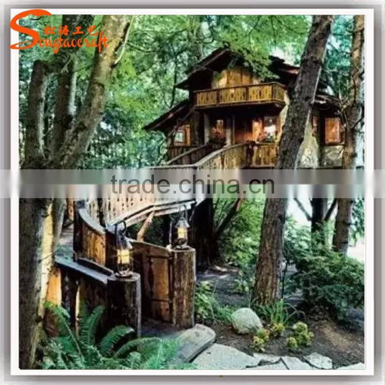 China manufacturer make imitated decorative artificial ficus banyan tree house for outside decoration